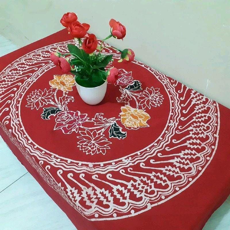 taplak meja kantor sekolah motif batik Taplak meja guru sekolah segi empat bahan katun
