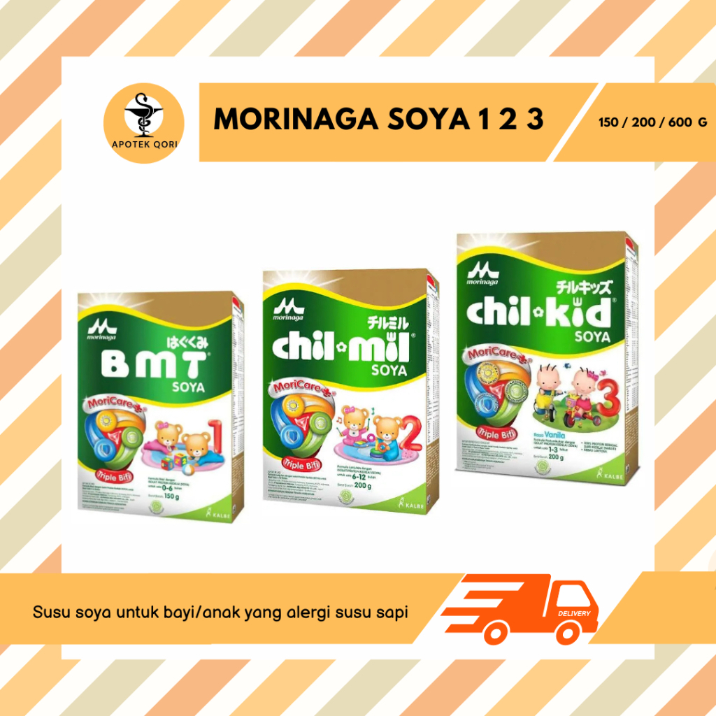 SUSU MORINAGA BMT SOYA 1 0-6 BULAN/CHIL-MIL SOYA 2/CHIL-KID SOYA 3/ALERGI SUSU SAPI