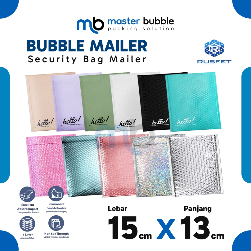 

Bubble Mailer Amplop Varian 15 x 13 cm Envelope Security Bag Mailer Packing Harga Ecer Merk Rusfet