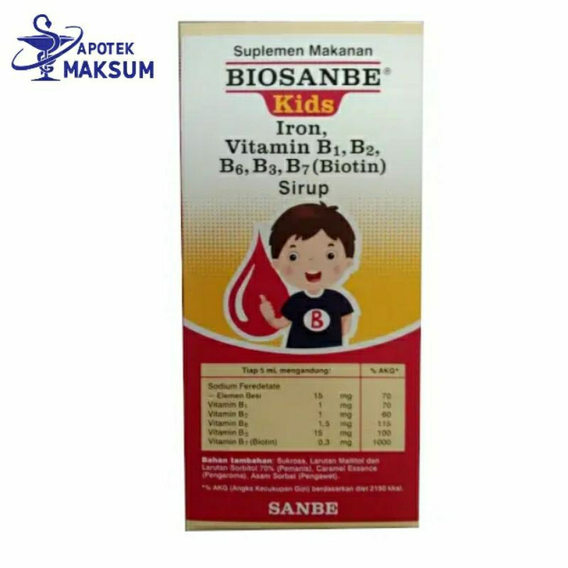 Biosanbe Kids Sirup Iron Vitamin B6, B3, B7 (Biotin)