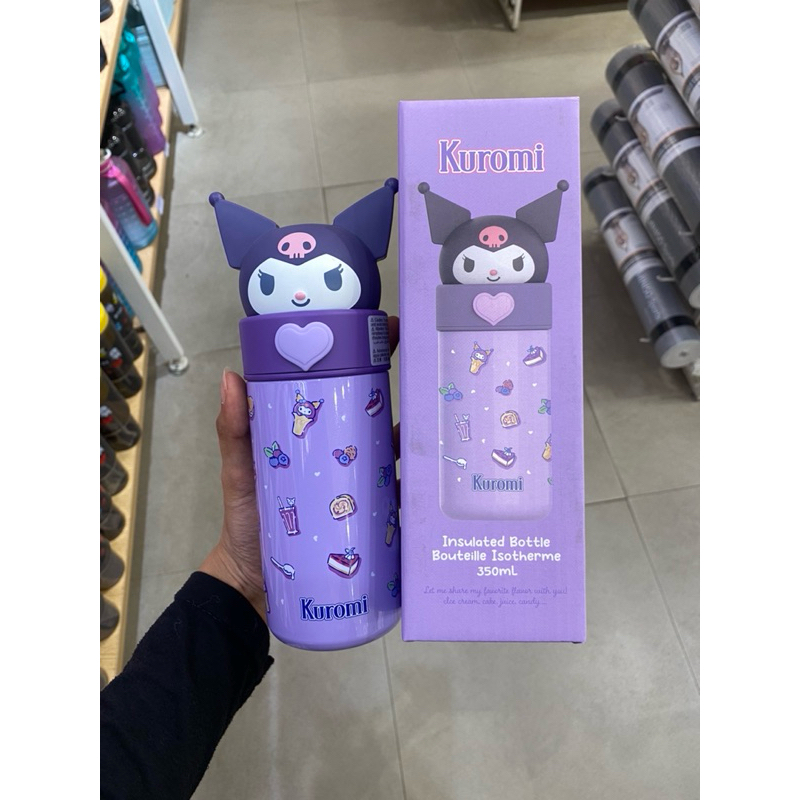 Miniso x Sanrio kuromi stainless steel bottle 350ml / kuromi characters insulated bottle / kado anak