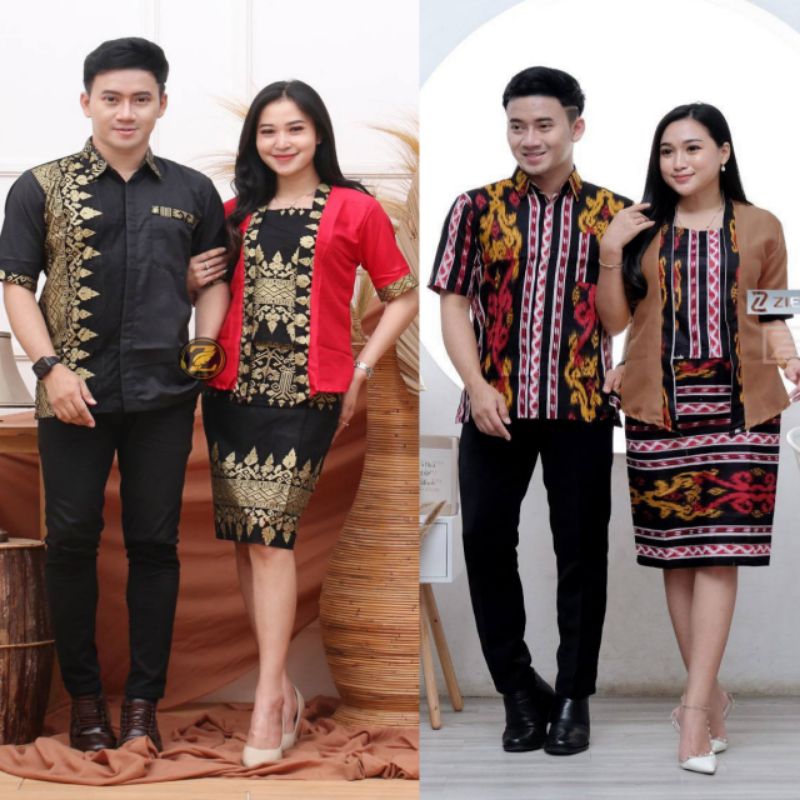 COUPLE SET KEBAYA KUTU BARU  MOTIF SONGKET JUMBO LD 114