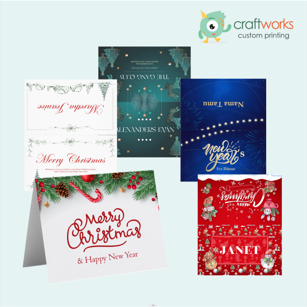 CUSTOM TABLE NAME TENT CARD /  TABLE DECOR NATAL TAHUN BARU | CHRISTMAS NEW YEAR EVE DECOR TABLE TEN