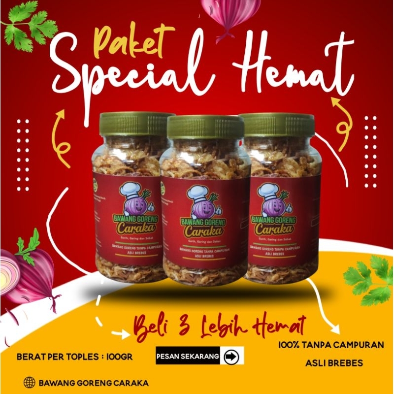 

Bawang Goreng Premium Paket Hemat, Bawang goreng Caraka, Tanpa Campuran