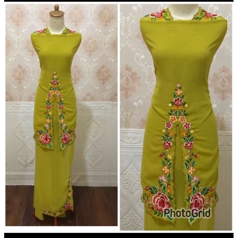 bahan / bakal baju kurung bordir motif suji Bukittinggi
