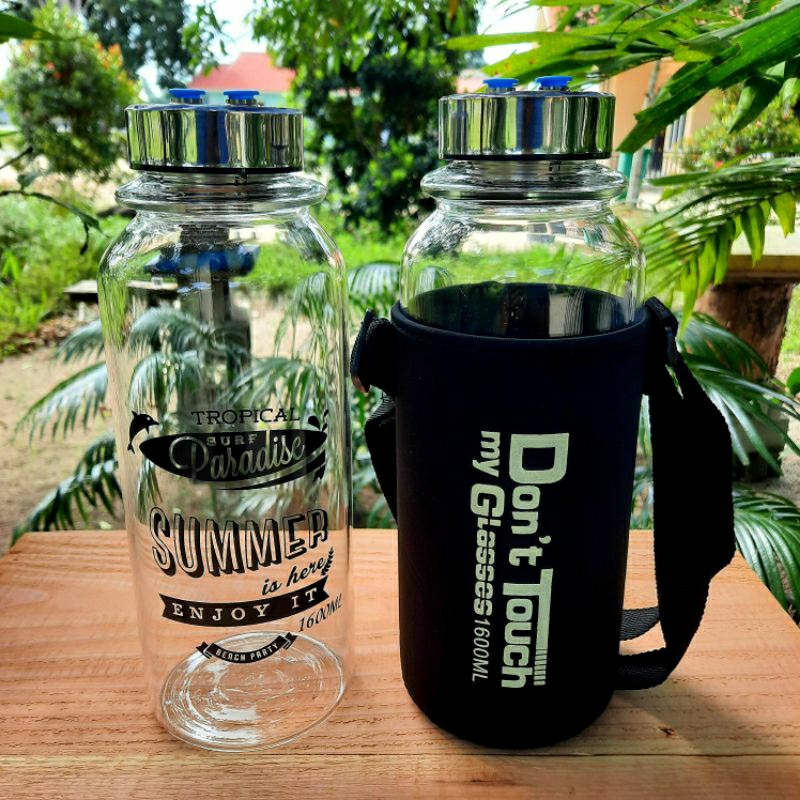 Botol Kaca 1,6 Liter ( Tebal ) di lengkapi dg 2 pcs fitting