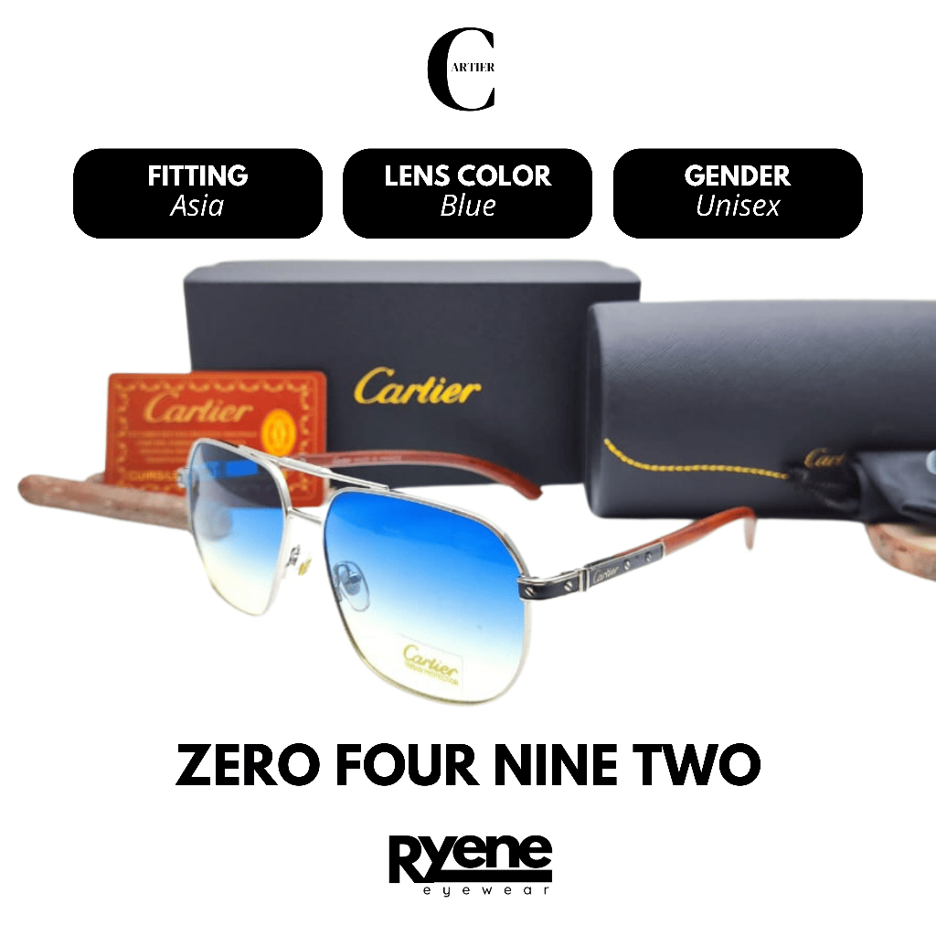 KACAMATA GAYA CARTIER 0492 FRAME TITANIUM LENSA POLARIZED ULTRA VIOLET 400