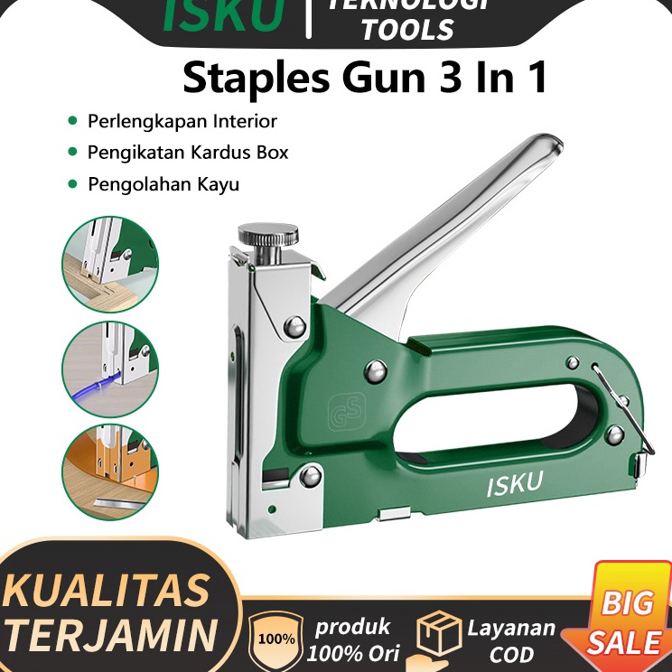 

Serbu Untung ISKU staples gunStaples Stapler Tembak 3 In 1 SetMetal Tacker Professional