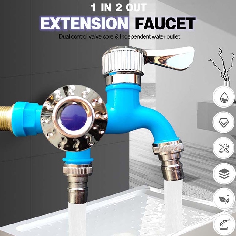 Super Oke Keran Cabang Shower ABS Kran Air Double Plastik Kamar Mandi Toilet WC 12 Inch Keran Cabang