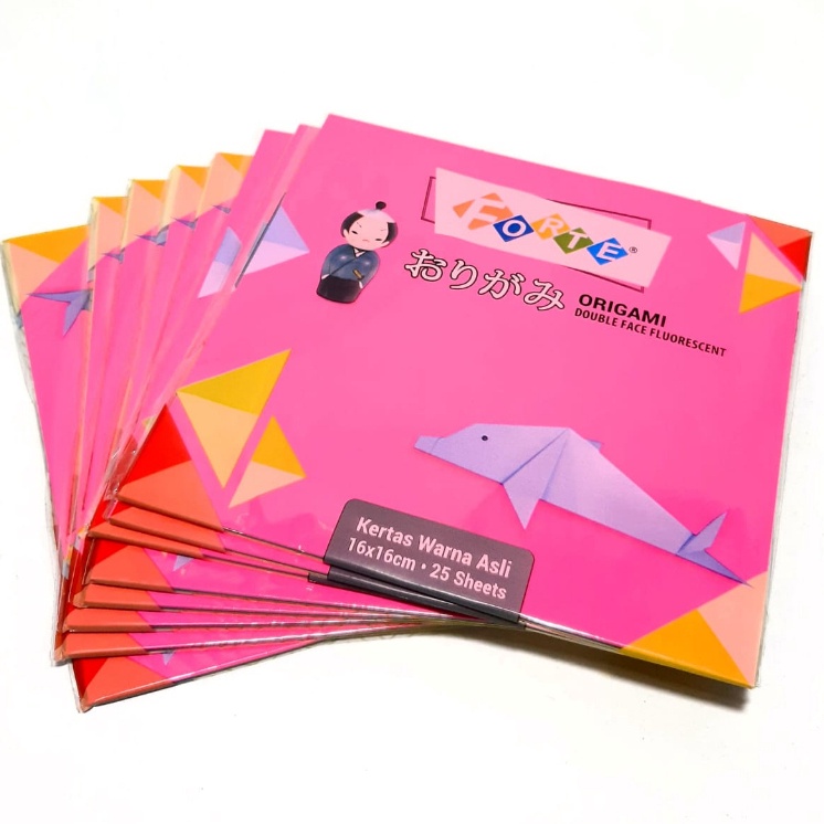 

Terlaris Harga Grosir 1 Packs25 Set Kertas ORIGAMI Paper Double Face Fluorescent FORTE Uk 16x16cm I57