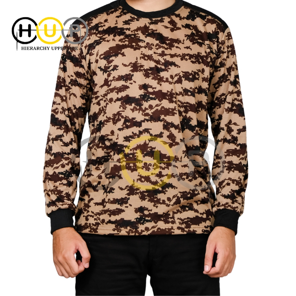 BAJU KAOS LORENG PRAMUKA KATUN SCOUT RAGLAN SABLON BDU LAPANGAN PDL LENGAN PANJANG MURAH