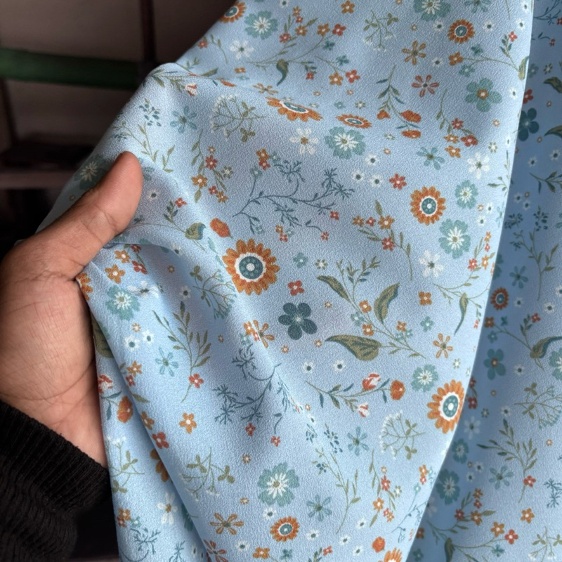 kain wolpeach motif bunga kecil - kain Wolfis motif bunga - kain gamis - kain dress - kain bahan met