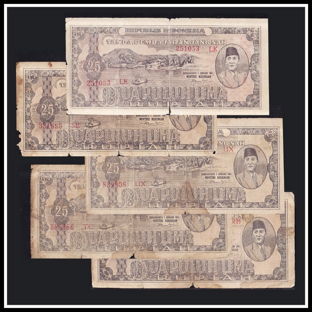 Uang kuno 25 rupiah tahun 1947 'ORI-II