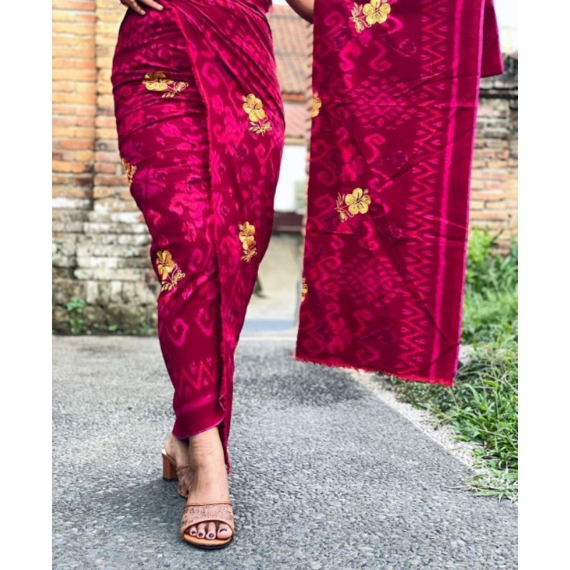 kamen endek semi mastuli tretes dan selendang sudah lasem