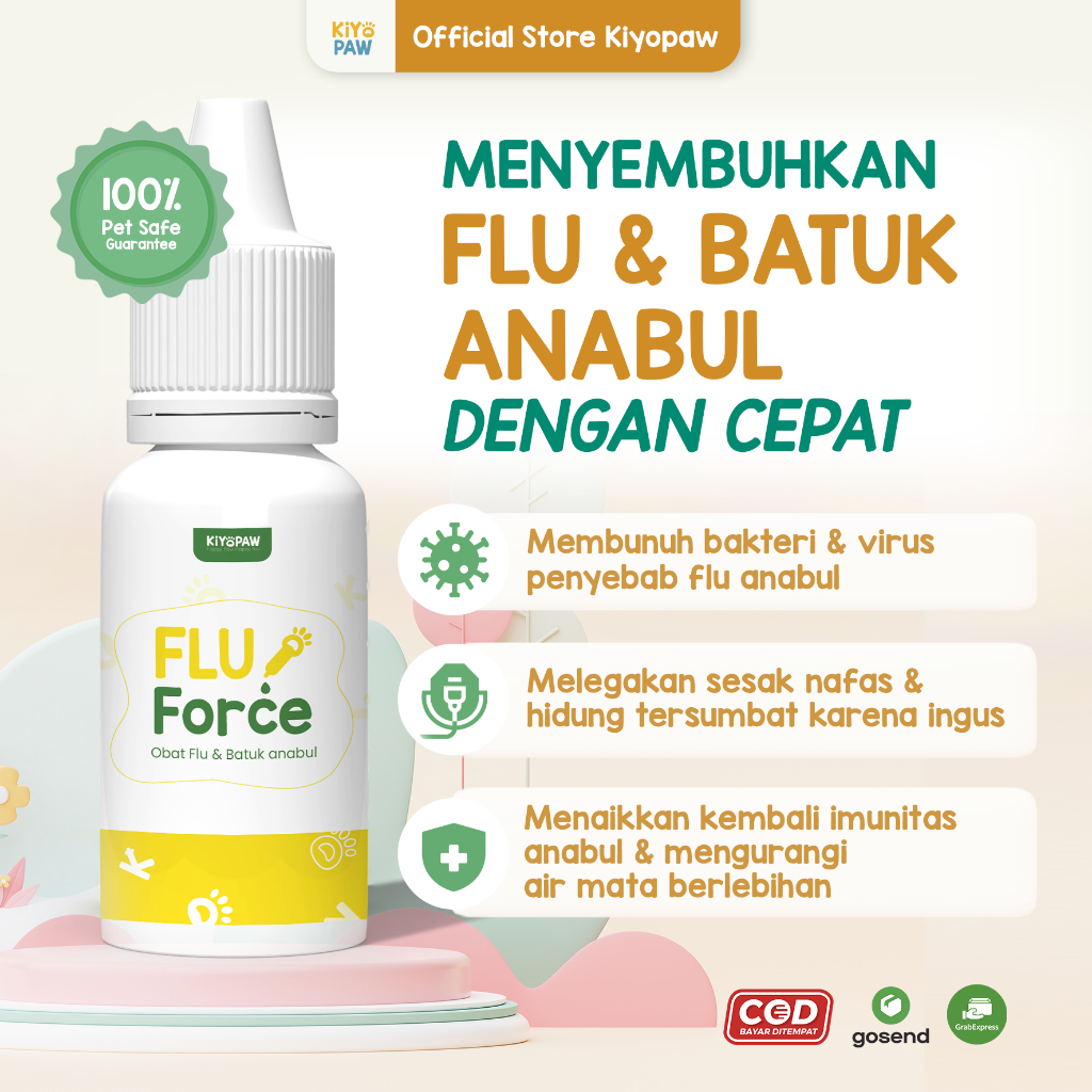 KIYOPAW Obat Flu Kucing Obat Flu Batuk Demam Pilek Kucing Ampuh FLU FORCE
