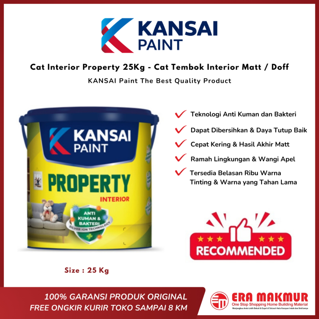 KANSAI Paint - Cat Interior Property 25Kg - Cat Tembok Interior Matt / Doff 25 Kg