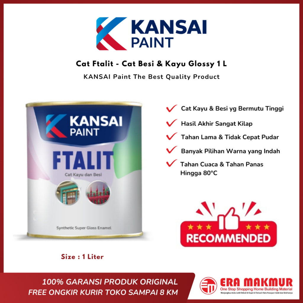 KANSAI Paint - Cat Ftalit 1L - Cat Besi & Kayu Glossy 1 L