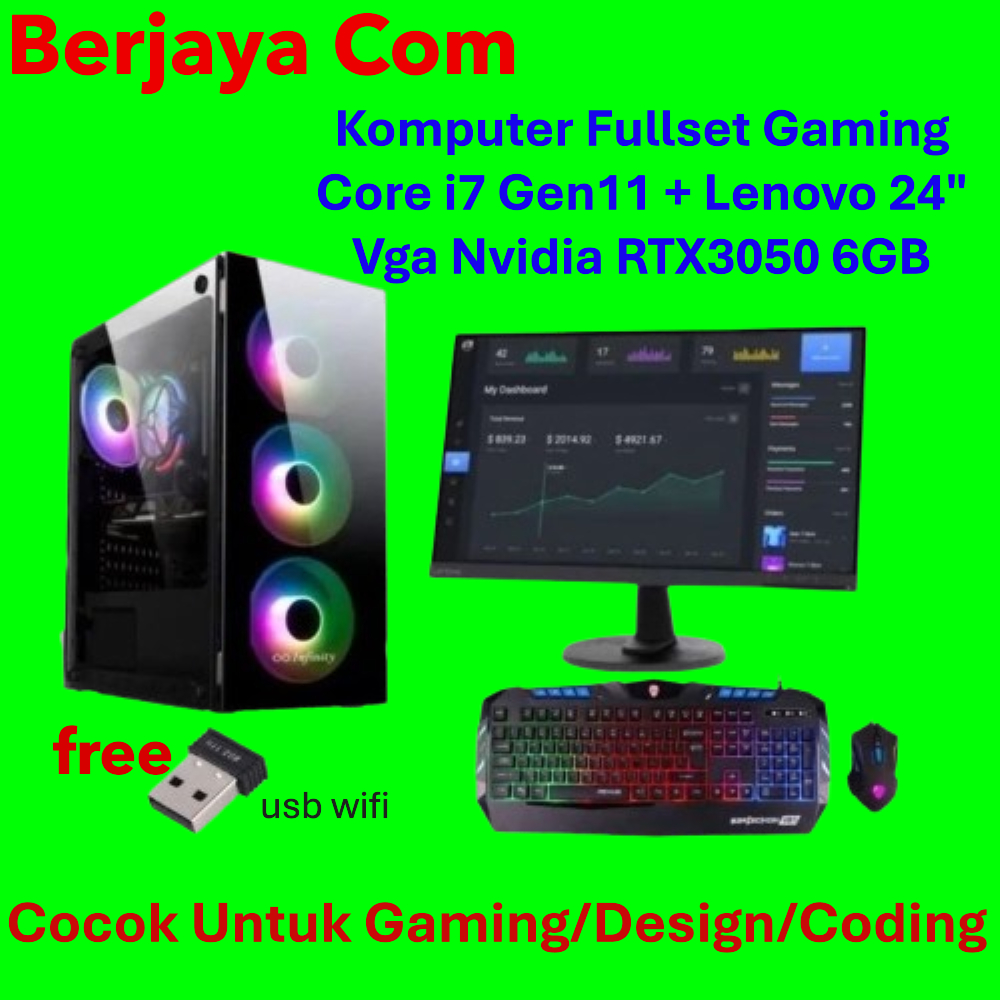 Full Set Core i7 Gen 11 - Led Lenovo 24" - Vga Nvidia Rtx 3050 6gb - 32gb Ram - 1tb Ssd Nvme - Pc Ra
