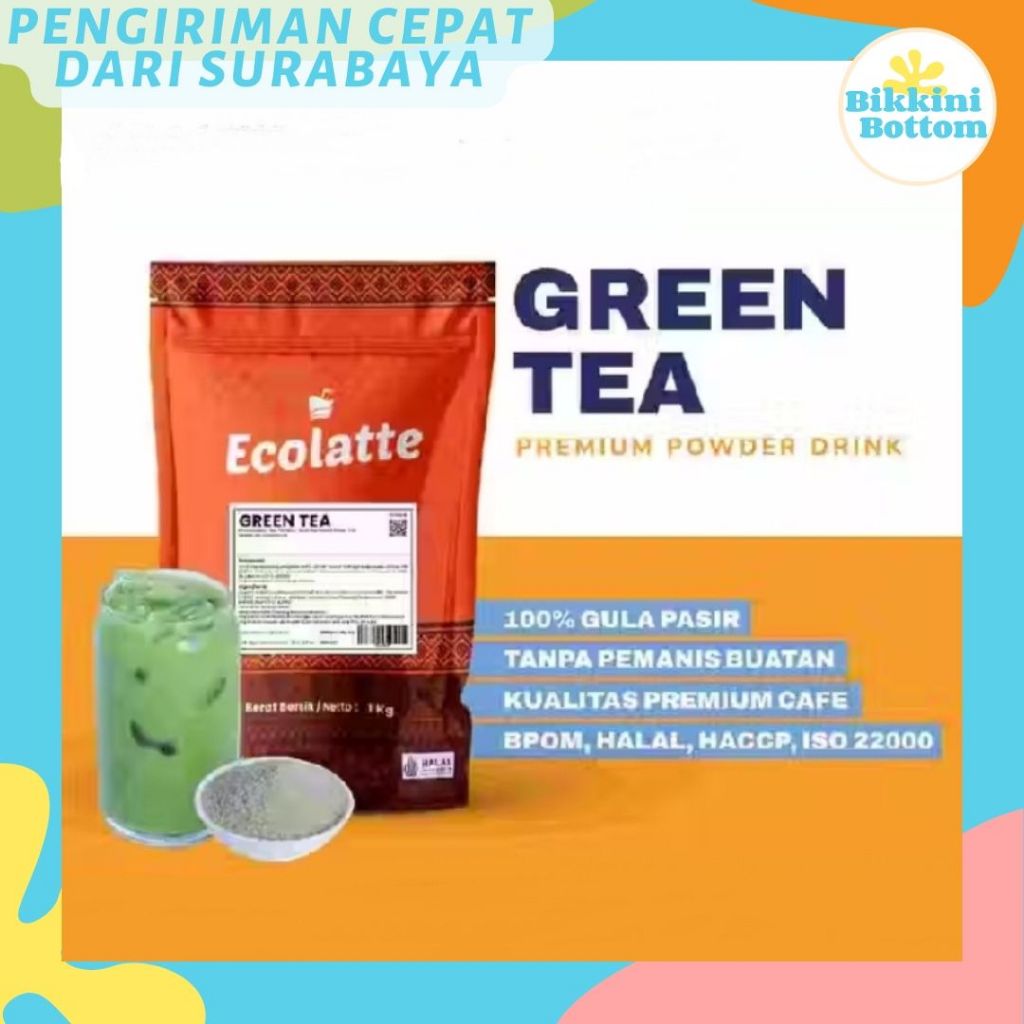 

Bubuk Minuman GREEN TEA Ecolatte Premium 1kg Bubuk Minuman Rasa GREENTEA Powder Drink Halal