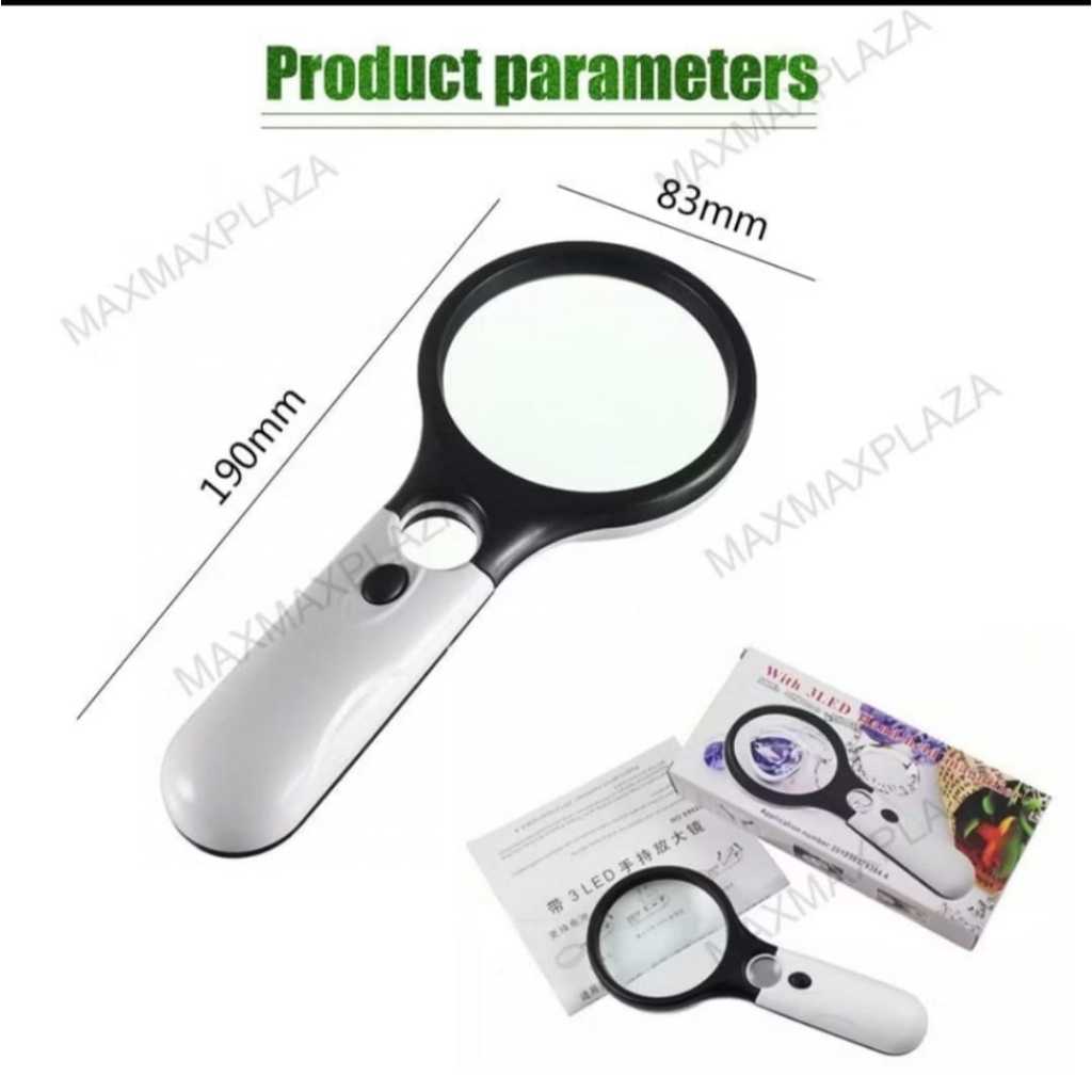 

2in1 Magnifier Gelas Kaca Pembesar Dengan Lampu 3 LED Loop Magnifying
