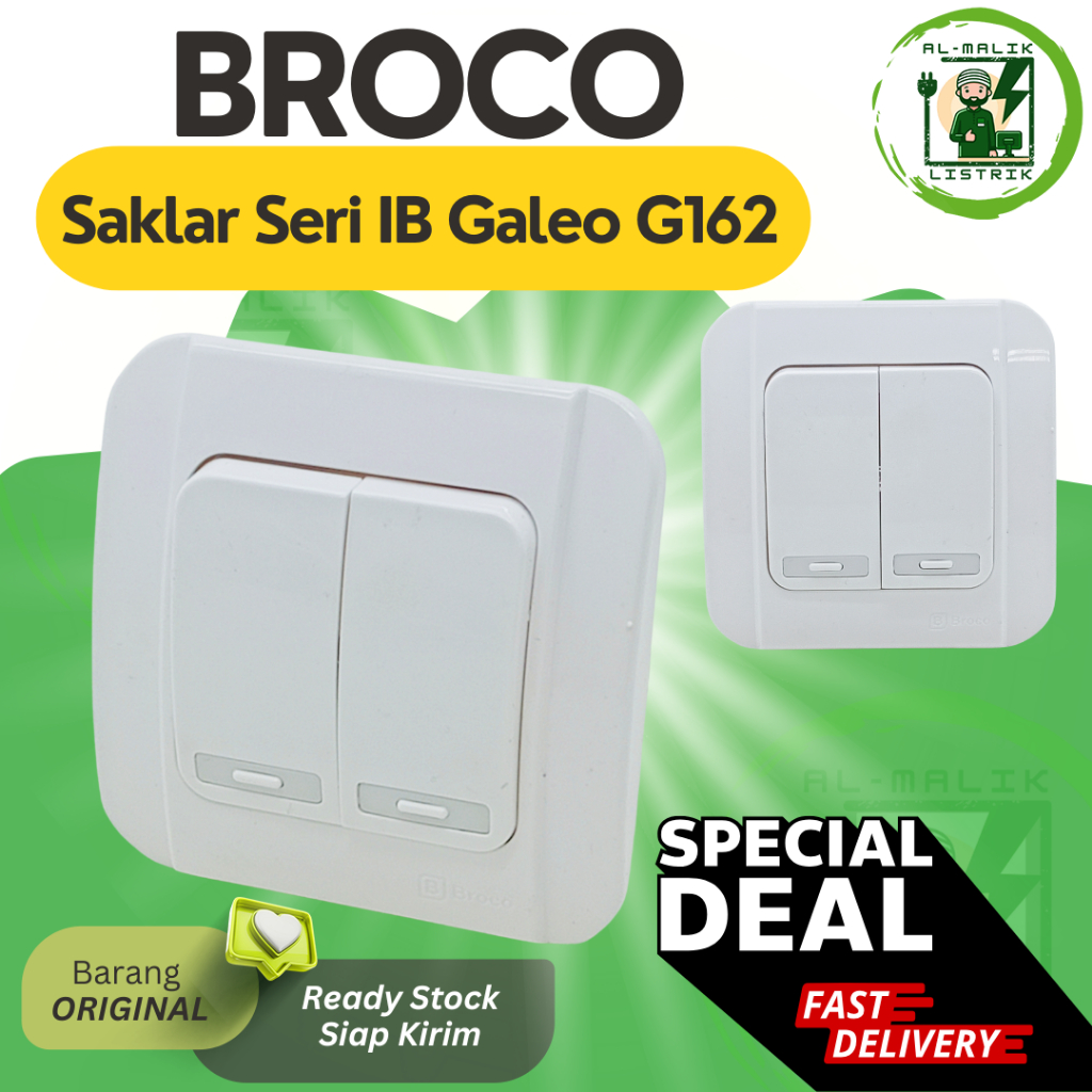 Saklar Seri Tanem BROCO G162 IB Saklar 2 Tombol Broco Galleo Saklar Singgel/1 Saklar IB BROCO G161 G