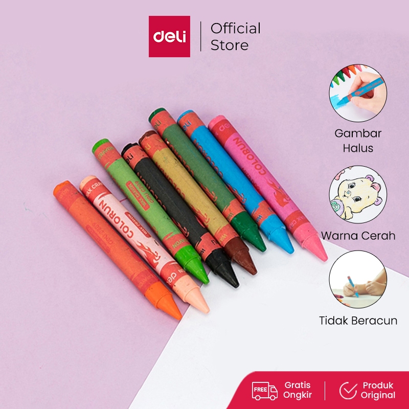 

Deli Crayon Krayon Lilin 12 Warna Reguler/Jumbo Label Melingkar, Tangan Anti Kotor EC20800 EC20900