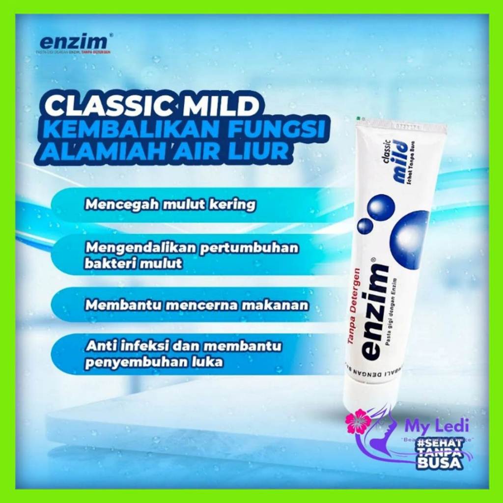Enzim Pasta Gigi Classic Mild - Odol Dewasa - Toothpaste Gigi Sensitif - Bebas Detergent - MyLedi