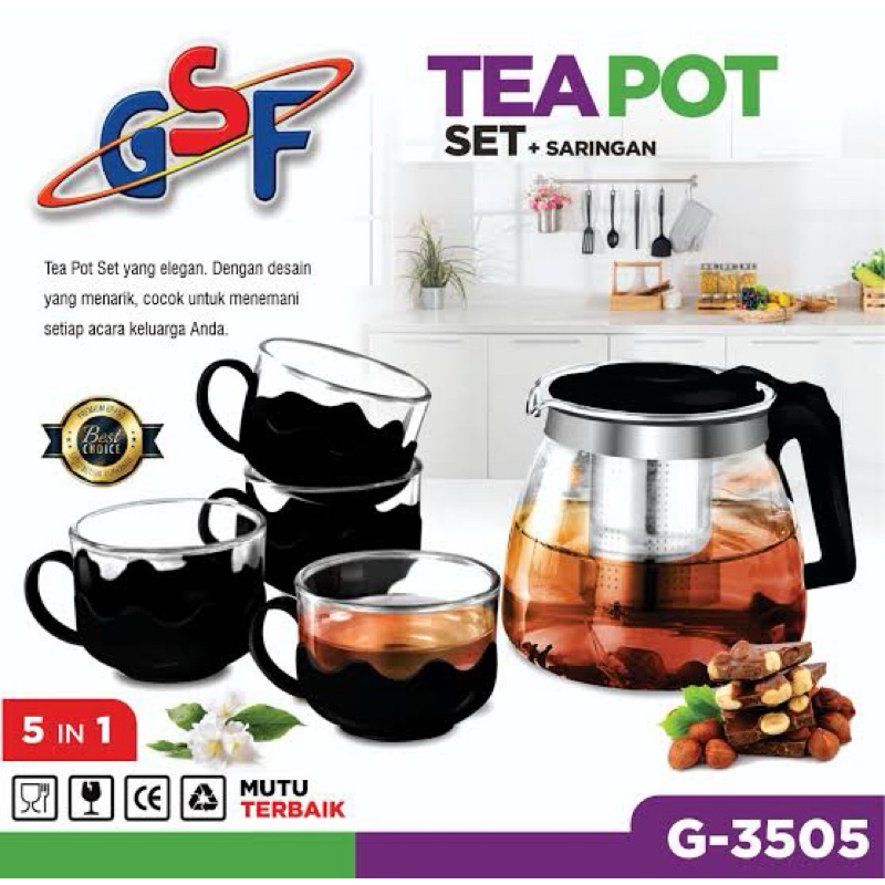 Teko Kaca set Tea Pot Tempat Teh GSF 3505