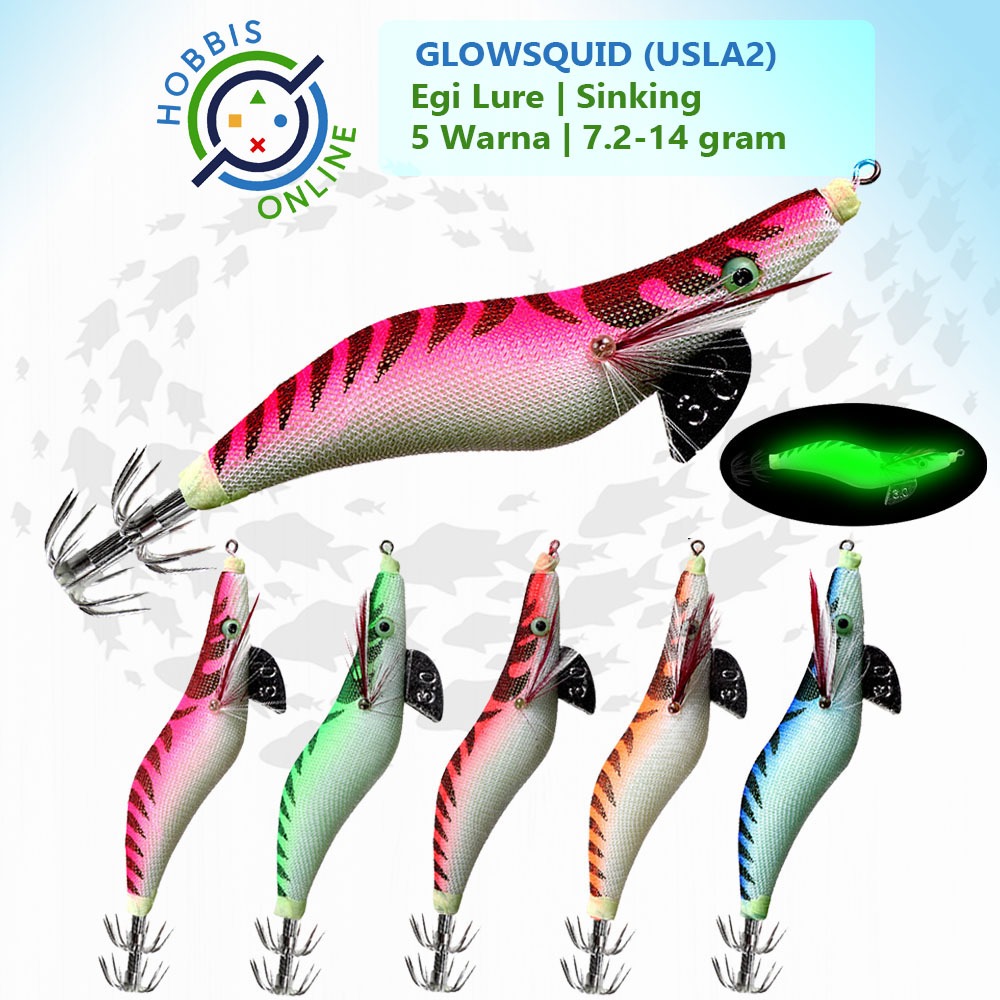 Squid Lure Umpan Pancing Egi 12cm 22g GlowSquid (USLA2) Fishing Bait Udang