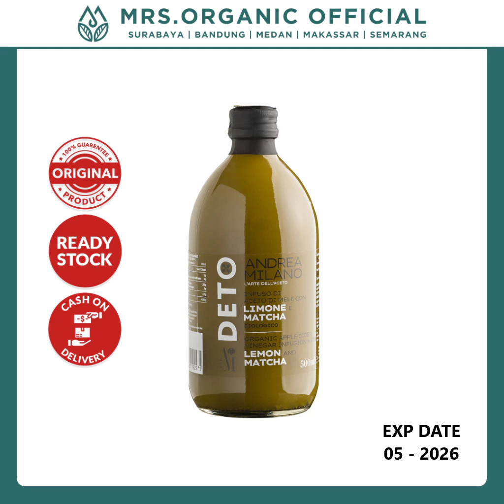 

Cuka Apel Andrea Milano Organic Infusion Apple Cider Vinegar With Matcha & Lemon 500 Ml