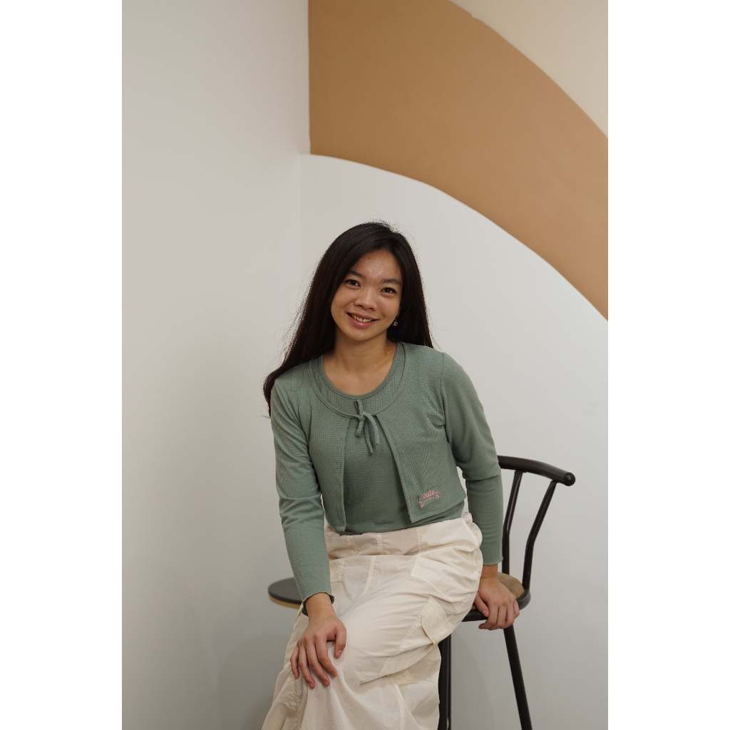 Missty Blouse Kaos Wanita Warna Hija  Outer Inner One Set Lengan Panjang Model Korea Bahan Rajut (15