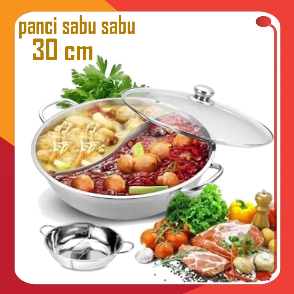 Panci Steamboat Shabu Shabu 2 Sekat 28Cm Omicko/Panci Shabu 2 Sekat 28Cm