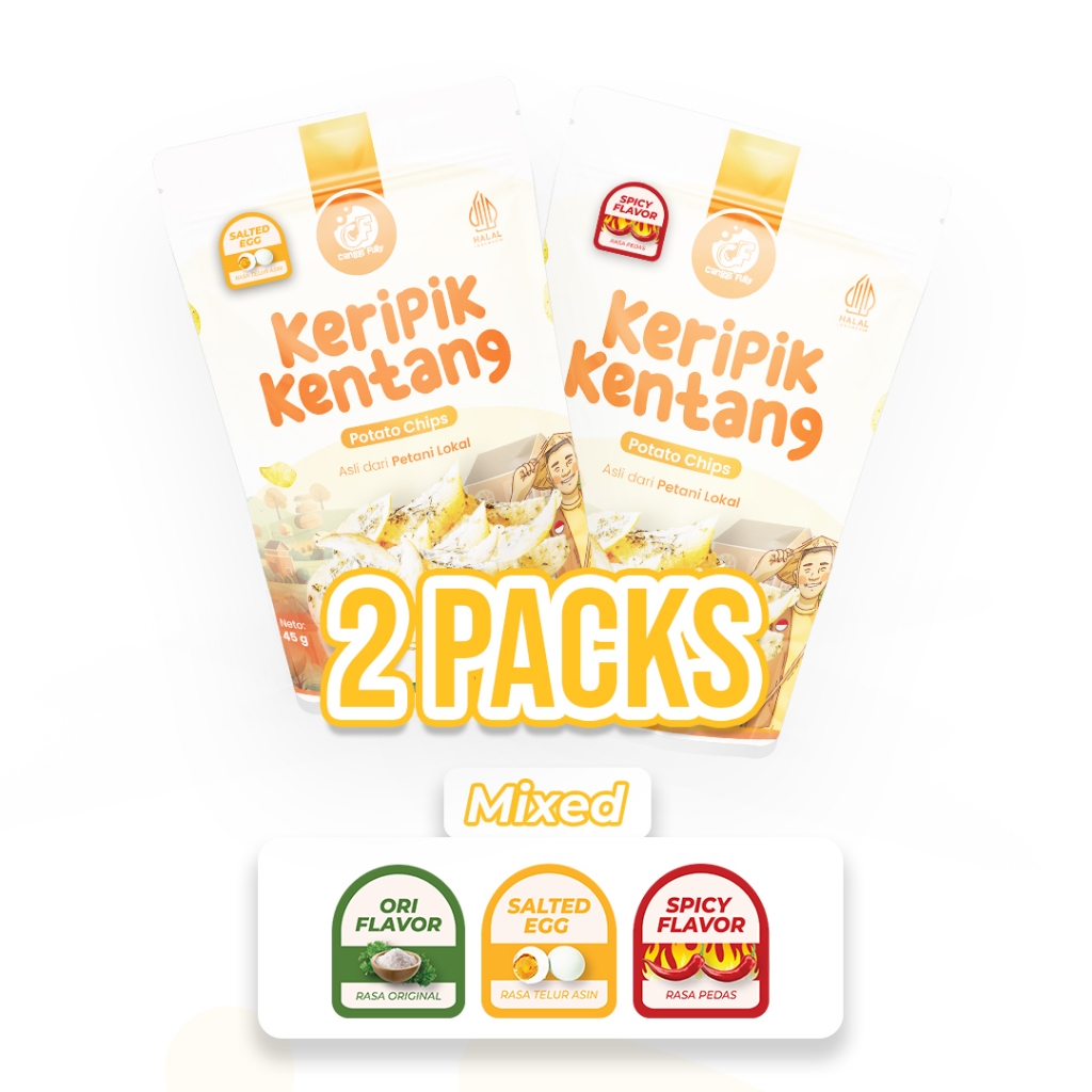 

2 PACKS! - [Gluten Free] Canggi Fully Keripik Kentang 45g (BISA MIX VARIAN)