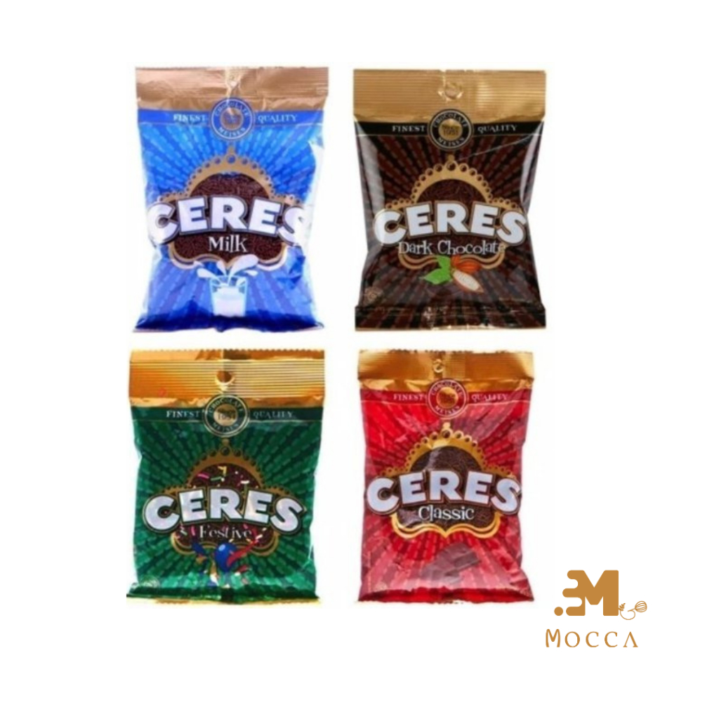 

MESIS CERES DARK CHOCOLATE 75GR, CLASSIC 90GR, FESTIVE 80GR, MILK 80GR