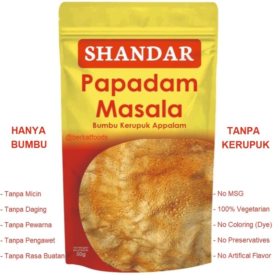 

Papadam Masala Shandar / Bumbu Kerupuk Appalam / Bubuk Rempah Papad Papadum India / Spice Mix For Alagappas