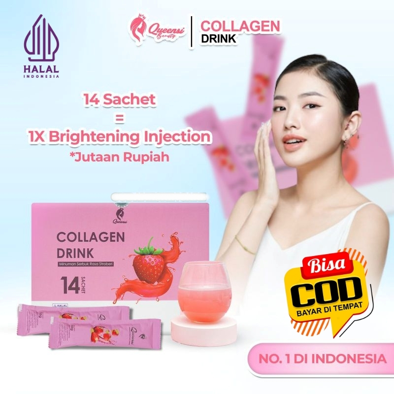 QUEENSI COLLAGEN DRINK ORIGINAL BPOM | QUENSI COLLAGEN | QUEENSI QUENSI ISI 14 SACHET ORIGINAL WITH 