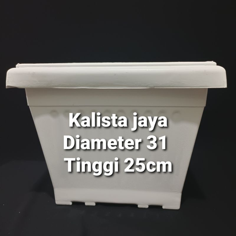POT TANAMAN PLASTIK KOTAK PUTIH 31cm POT PLASTIK DIAMETER 31cm
