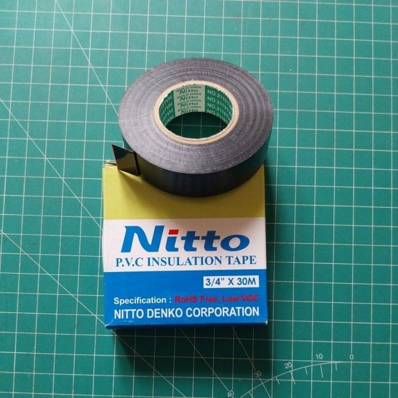 ISOLASI KABEL NITTO 3/4" × 30M ISULATION TAPE HITAM RAKIT KABEL BODY MOTOR MOBIL