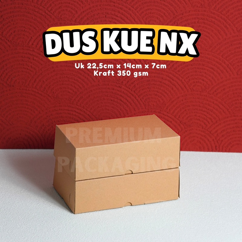 

NX Box Dus Kotak Snack Kue Jajan NX 22,5x14x7cm / Kardus Box Snack Kue Hajatan NX KRAFT Coklat