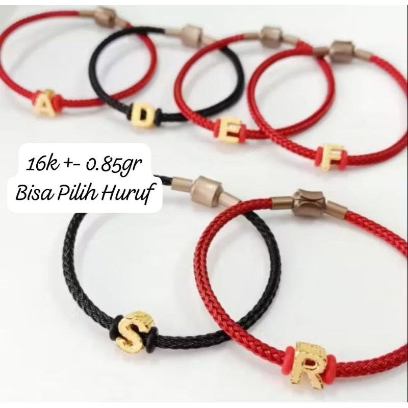 Gelang Emas Asli Huruf A-Z 16k 70% Tali Kepang