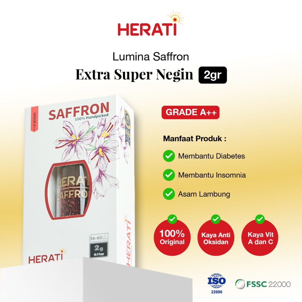 

Saffron Herati Afghanistan I Lumina Saffron Extra Super Negin 2 gr Bunga Safron Grade A++ Premium Original