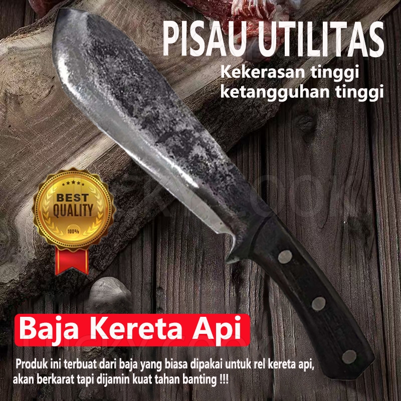 pisau baja super tajam keren/Pisau daging bahan baja/pisau dapur tebal 6mm COD