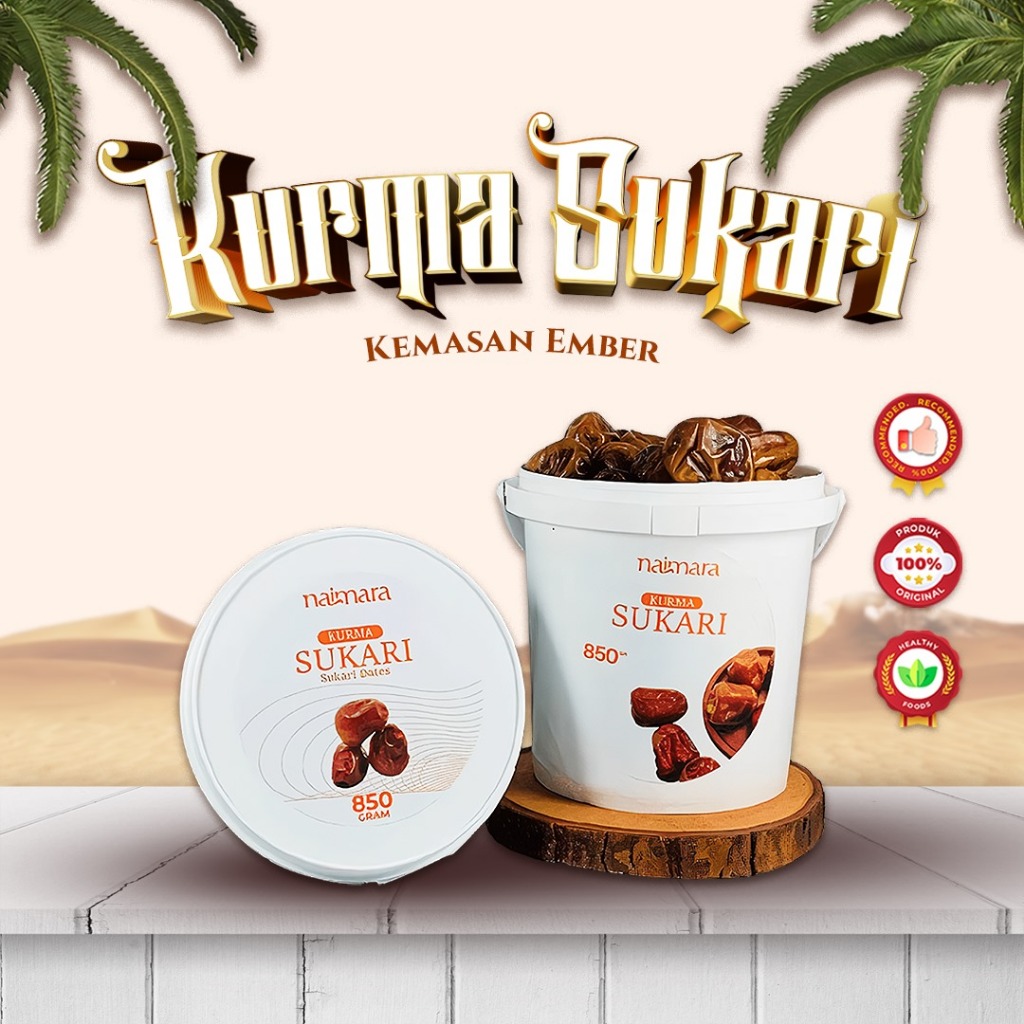 

KING KURMA | Kurma Sukkari Naimara Ember 850gr: Manis & Lembut, Pilihan Kurma Tunisia, Mesir, Madu,