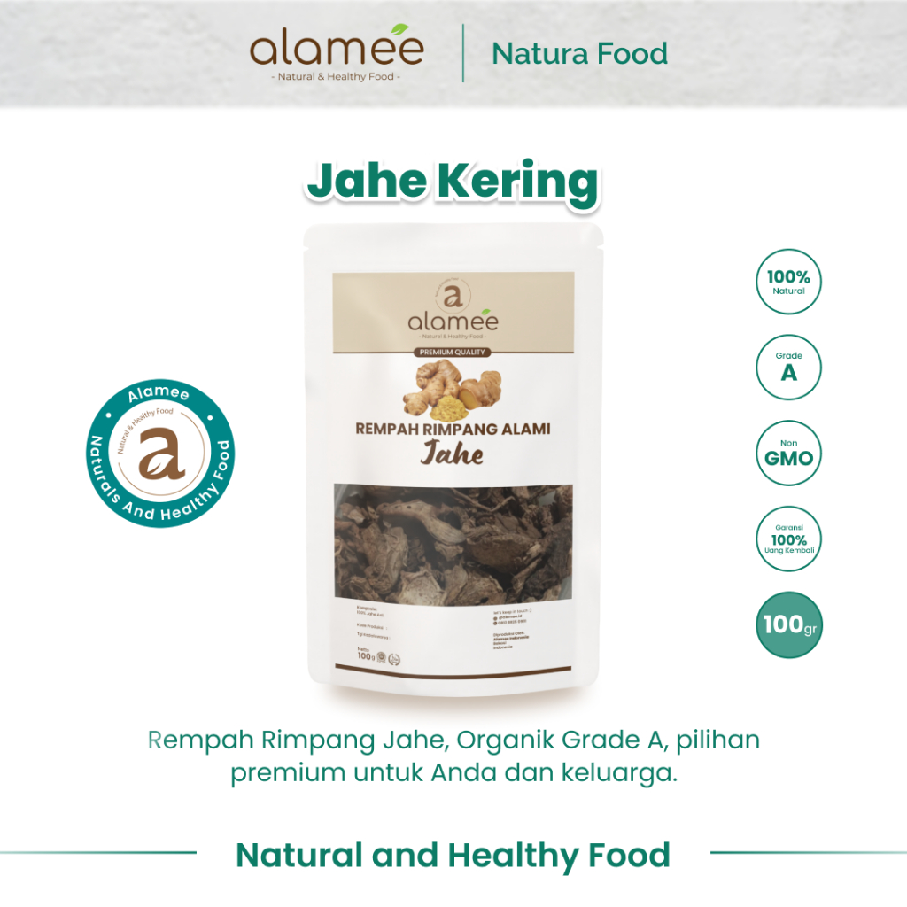 

ALAMEE Jahe Iris Kering Dried Ginger Rempah Rimpang Organik Alami Spice 100gr