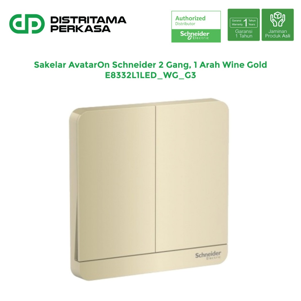 Schneider AvatarOn Saklar Lampu 2 Gang 1 Arah Wine Gold - E8332L1LED_WG_G3