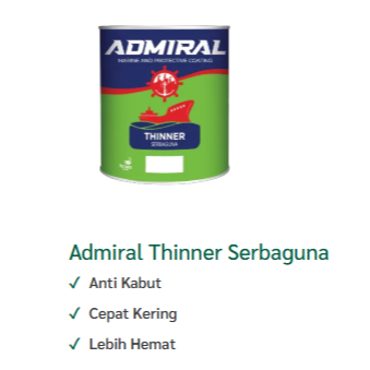 

TINER SERBAGUNA THINER THINNER UNTUK CAT ANTI FOULING KAPAL ADMIRAL 1LITR
