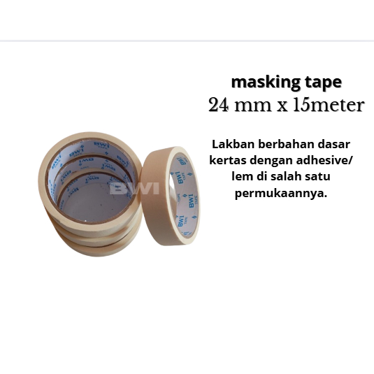 

BWI Masking Tape 24mm x 15meter Masking Tape Lakban Isolasi Kertas Berbagai Ukuran ( Cek Variasi )