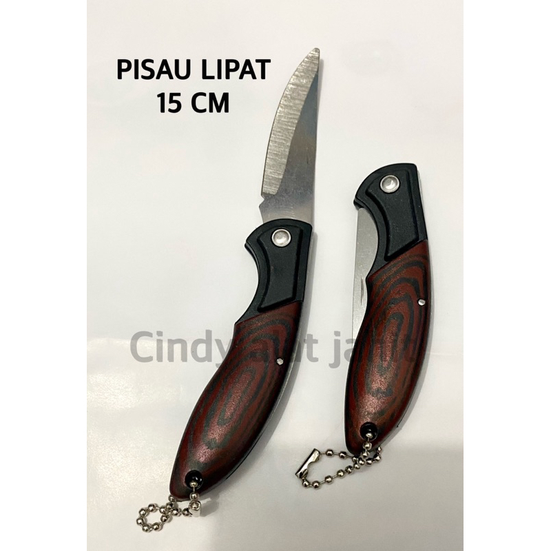 ￼Pisau Lipat Motif Kayu 15 CM Camping / Pisau Random / Pisau Lipat kayu serbaguna