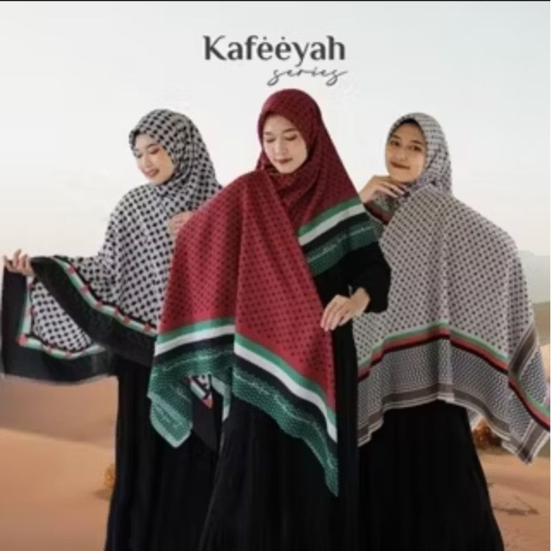 Jilbab/Hijab/Kerudung Jumbo Syar'i Segi Empat 140x140 Motif Kafeeyah/Palestina Series