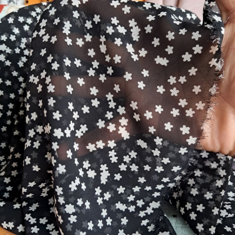 kain chiffon motif - kain sifon motif - kain chiffon ceruty premium motif bintang